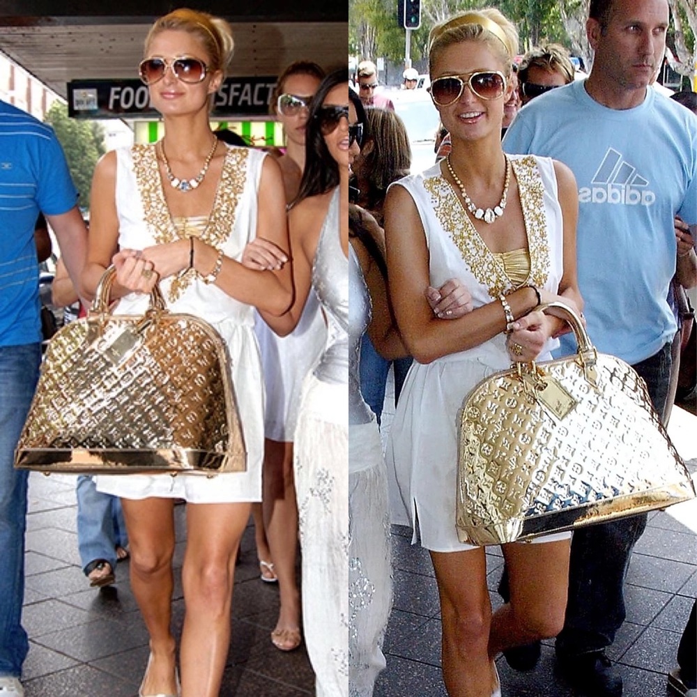 Paris Hilton Gold Alma GM Louis Vuitton Hand Bag